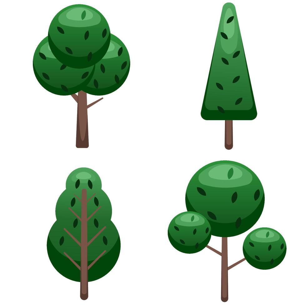 Green Tree Illustration with Brown Trunk Nature and Eco Design vector