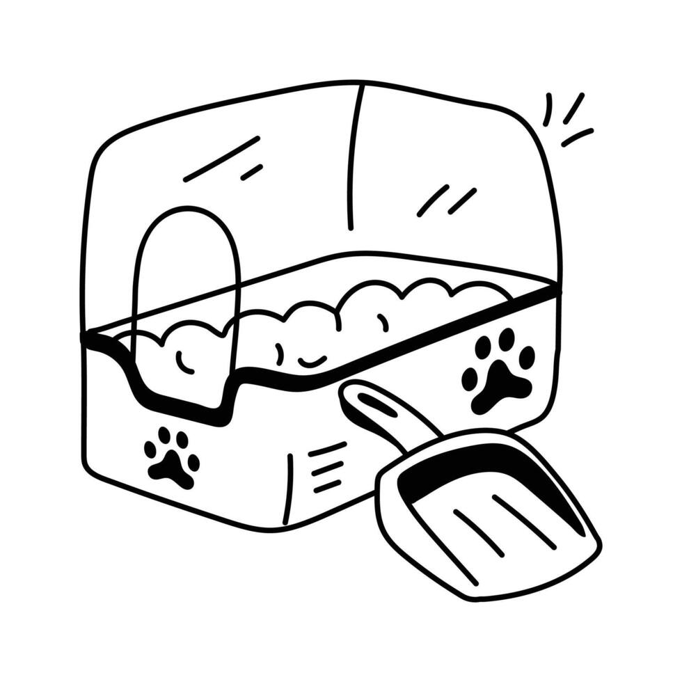Convenient litter box for cats to maintain hygiene indoors, premium vector