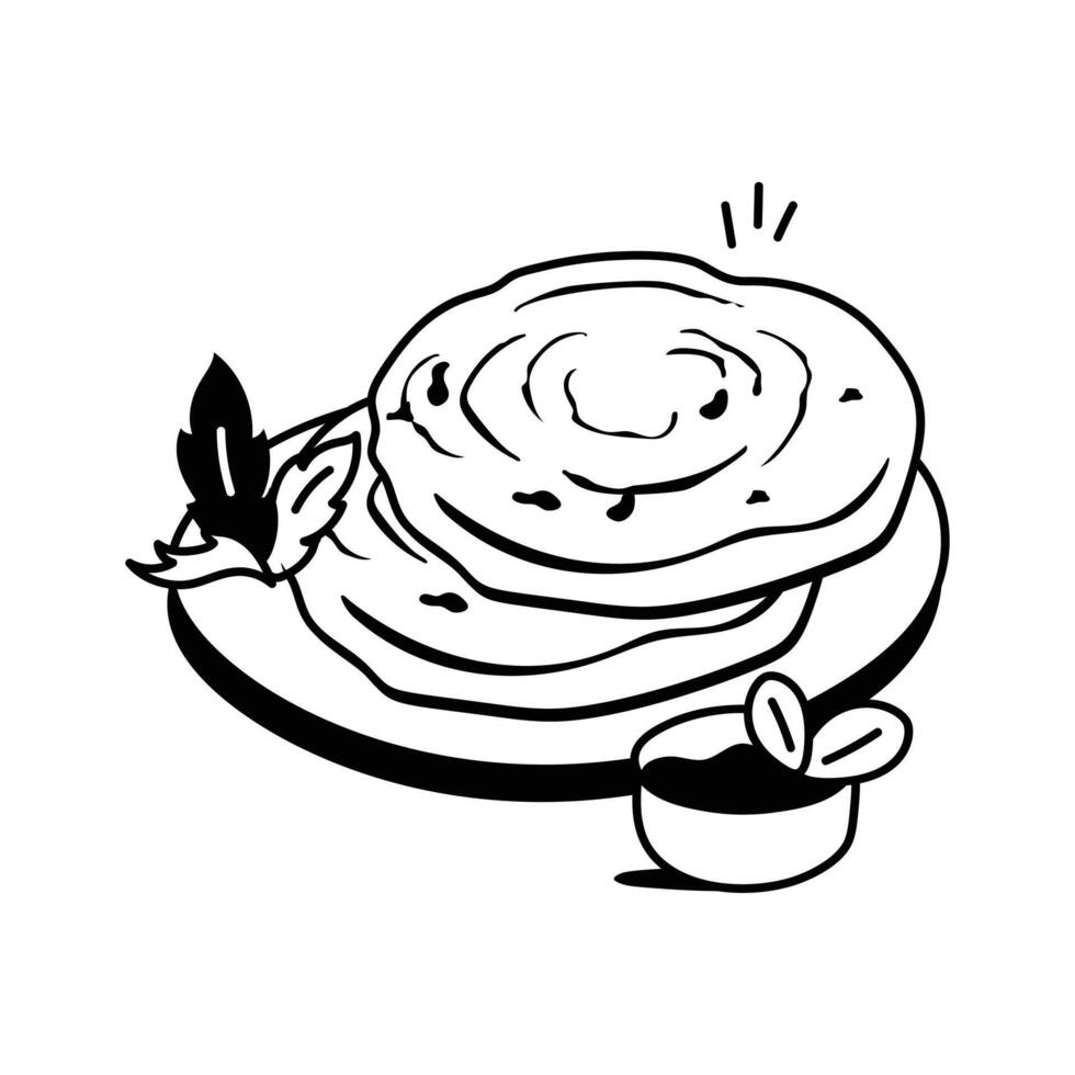 Flaky flatbread, best served hot with condiments vector
