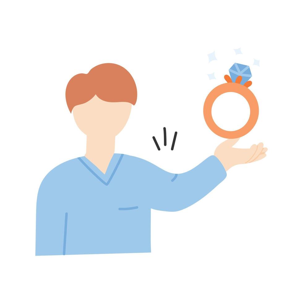 A person holding a ring, symbolizing a marriage proposal or commitment vector