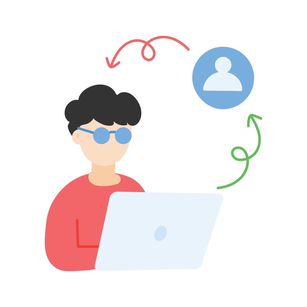 A person networking online, symbolizing communication and connections vector
