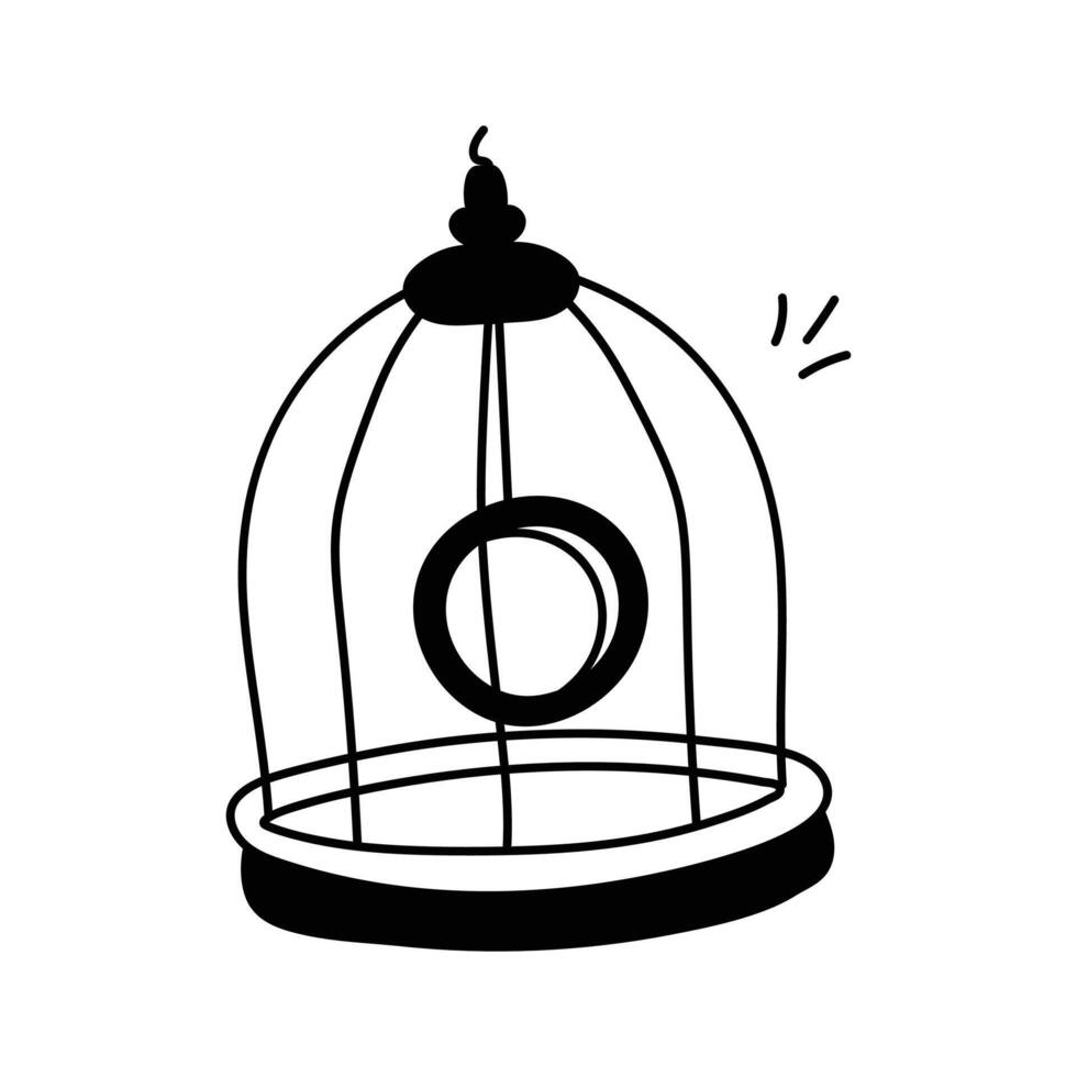 Secure cage designed for the safety and comfort of birds vector