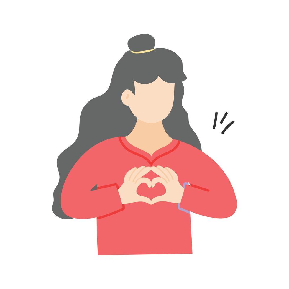 A woman forming a heart with her hands, symbolizing love vector