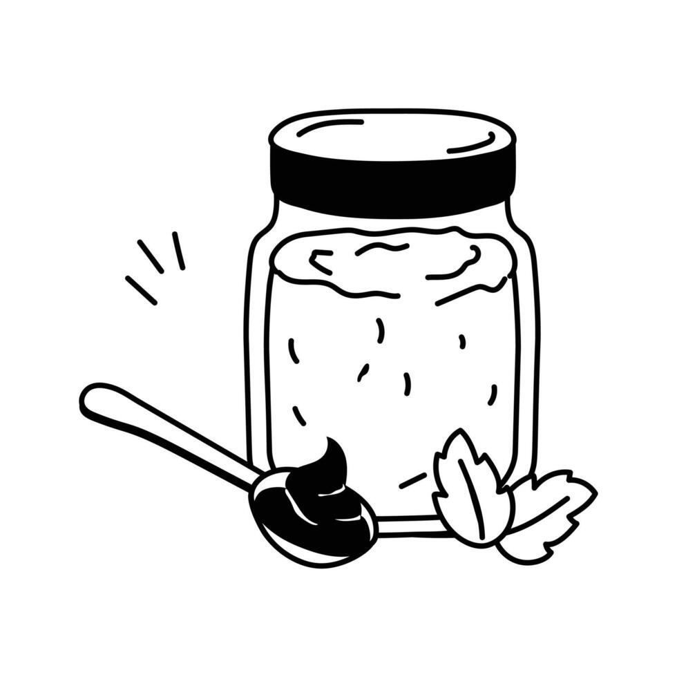 An icon of a jar of creamy chocolate jam for bread and desserts vector