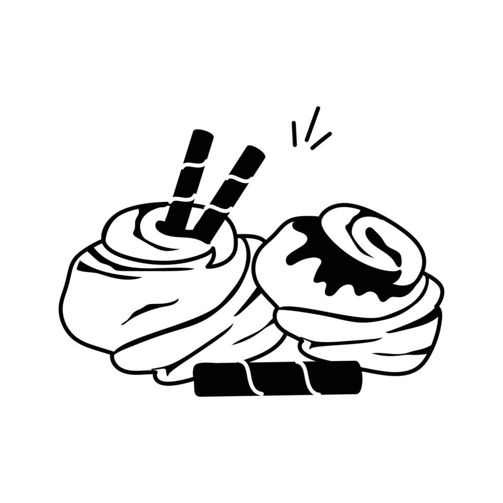 Warm cinnamon rolls with icing, a classic sweet treat vector