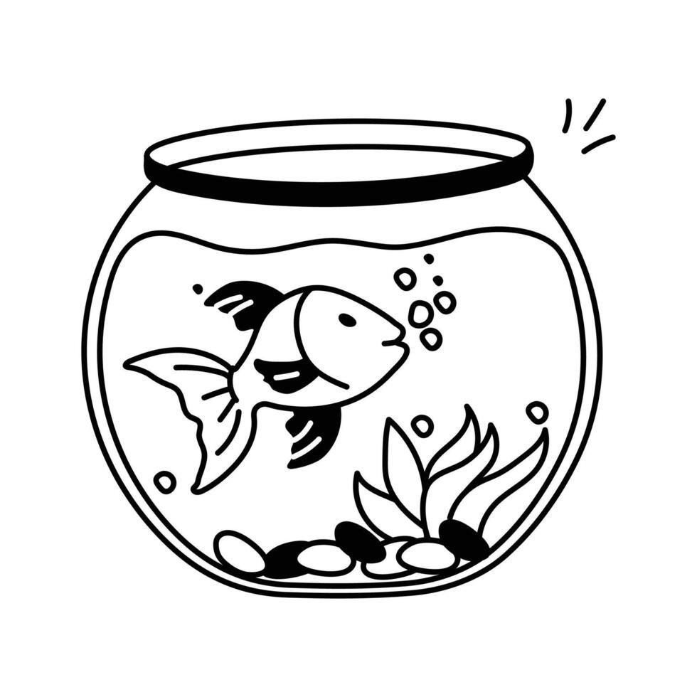 Classic bowl for keeping fish as pets, beautifully designed icon of fish bowl vector
