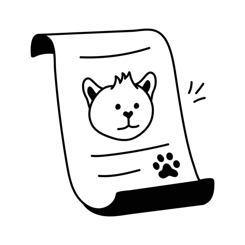 Official document certifying a pets health or adoption status vector