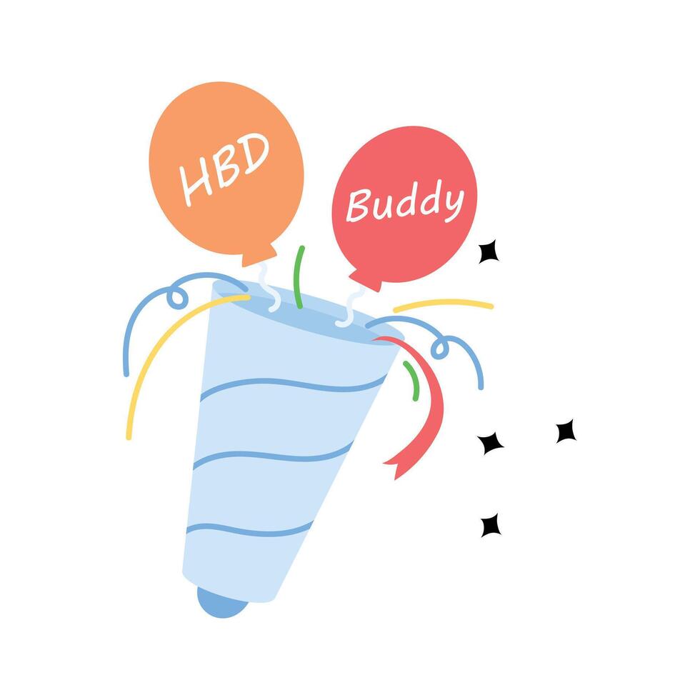 Get this amazing icon of birthday celebration in hand drawn style vector