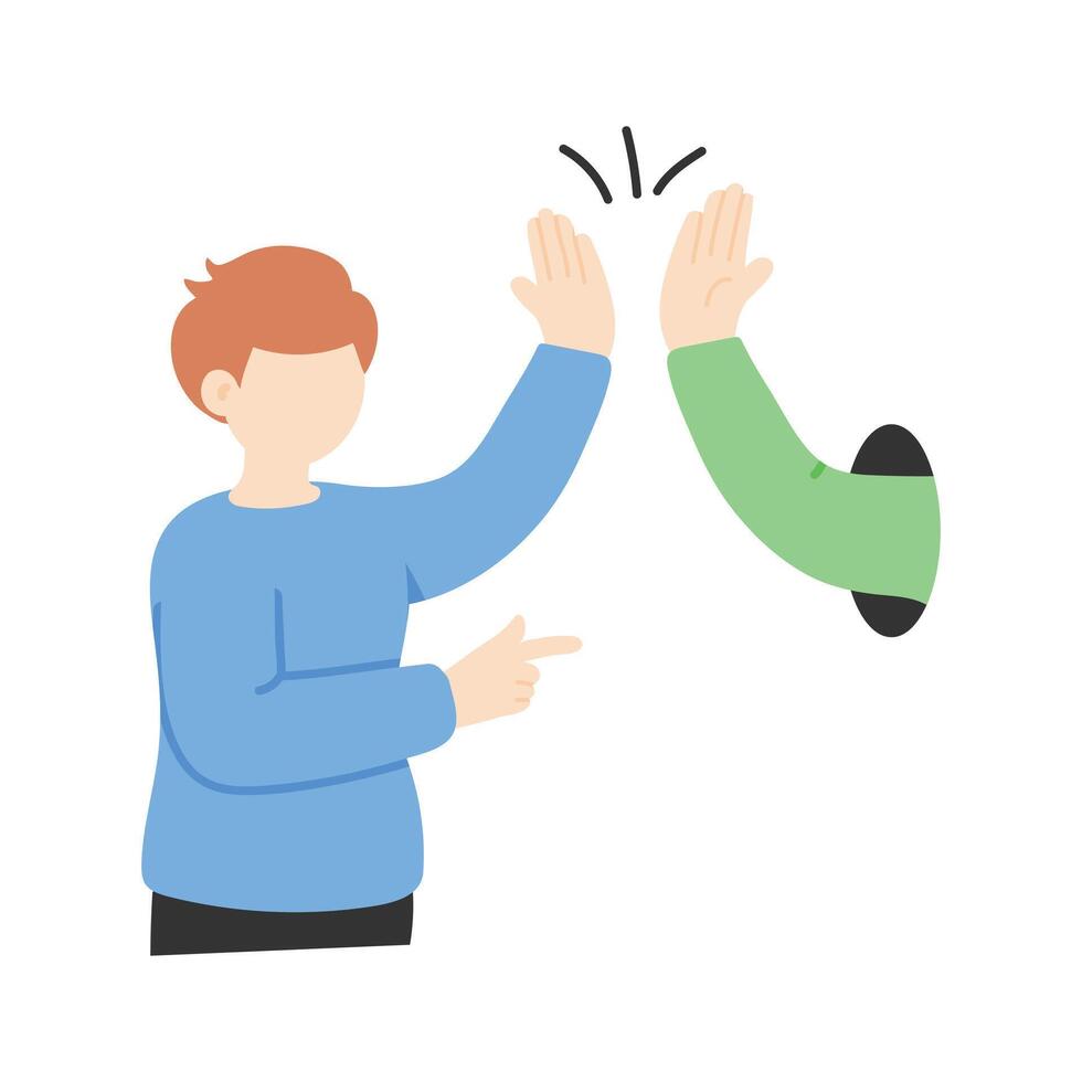 Two people high fiving, symbolizing celebration, success, and encouragement vector