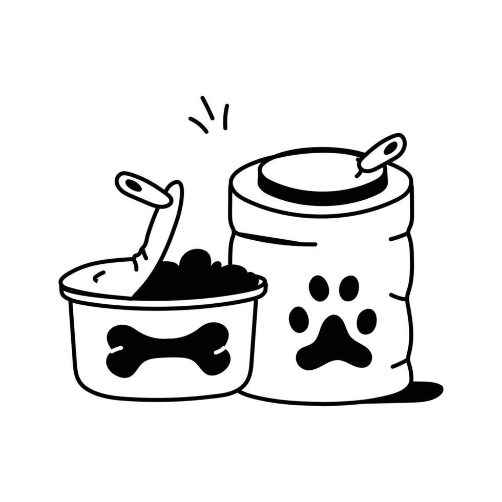 Well designed hand drawn icon of pet food in modern style vector