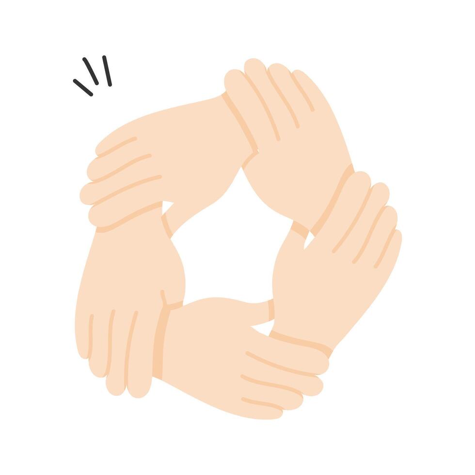 Hands forming a circle, symbolizing teamwork and togetherness in relationships vector