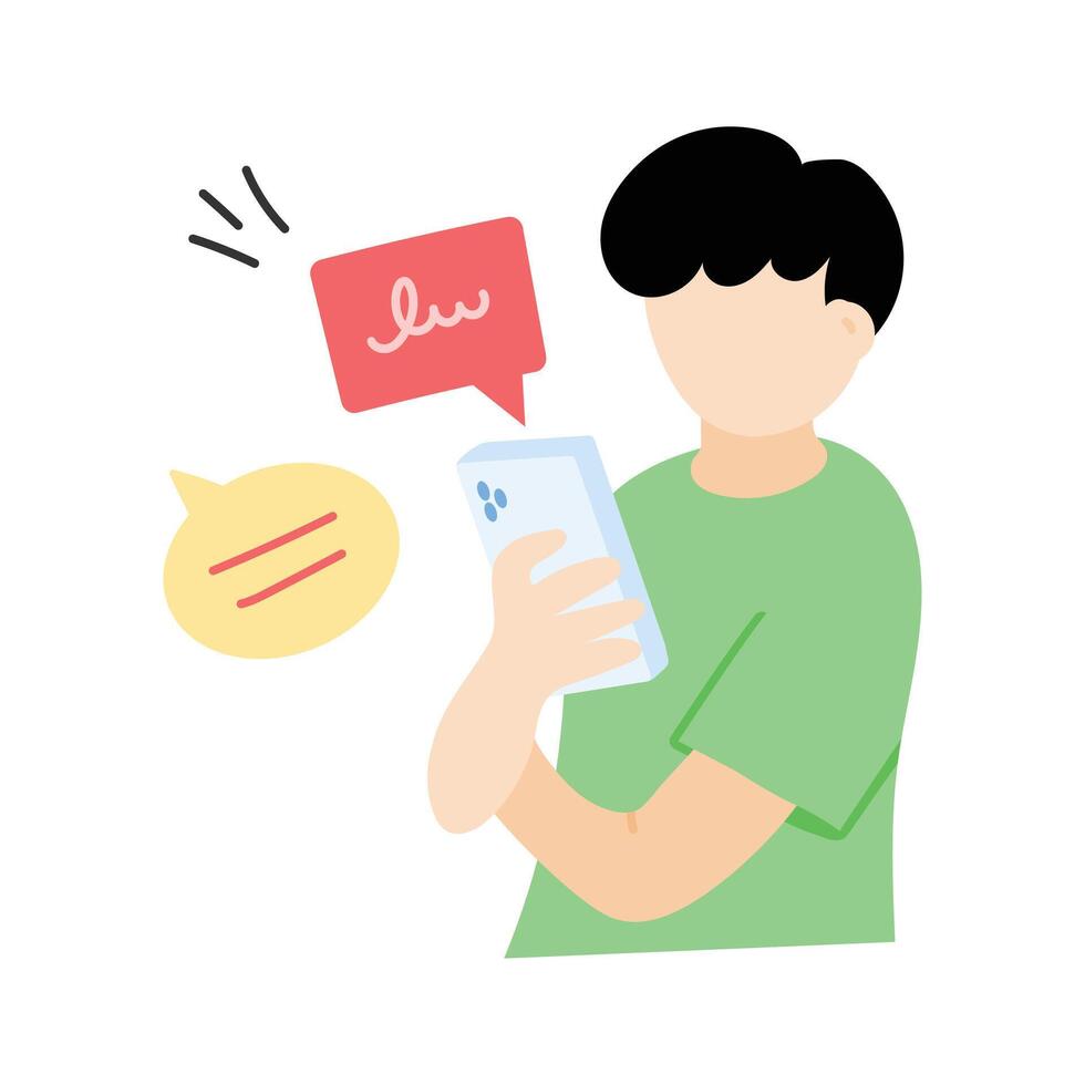 A person texting a crush with heart emojis vector