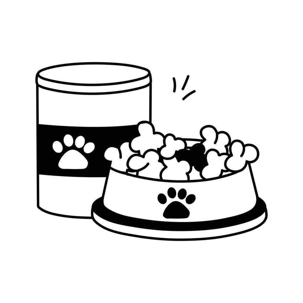 Well designed hand drawn icon of pet food in modern style vector