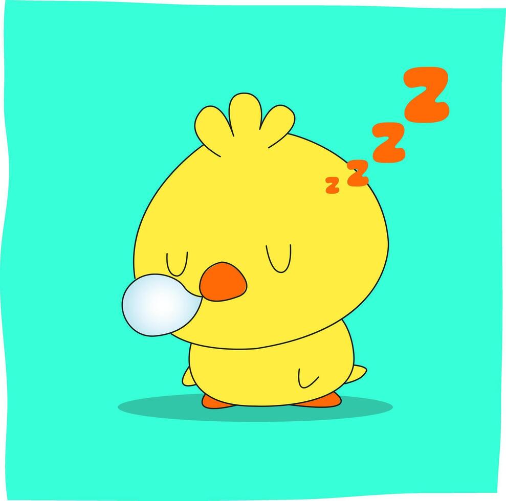 cute cartoon chick that is sleepy and sleeping, suitable for mascot vector