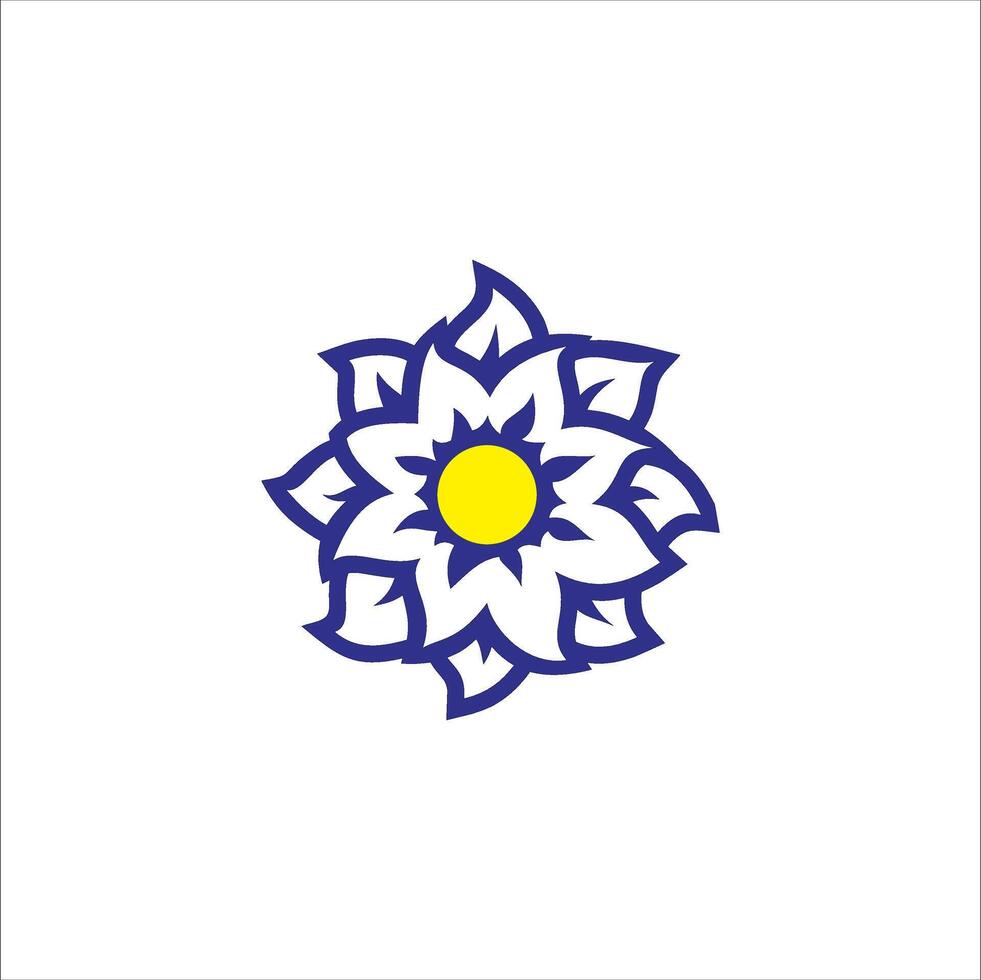 Blue, yellow flowers with white background vector