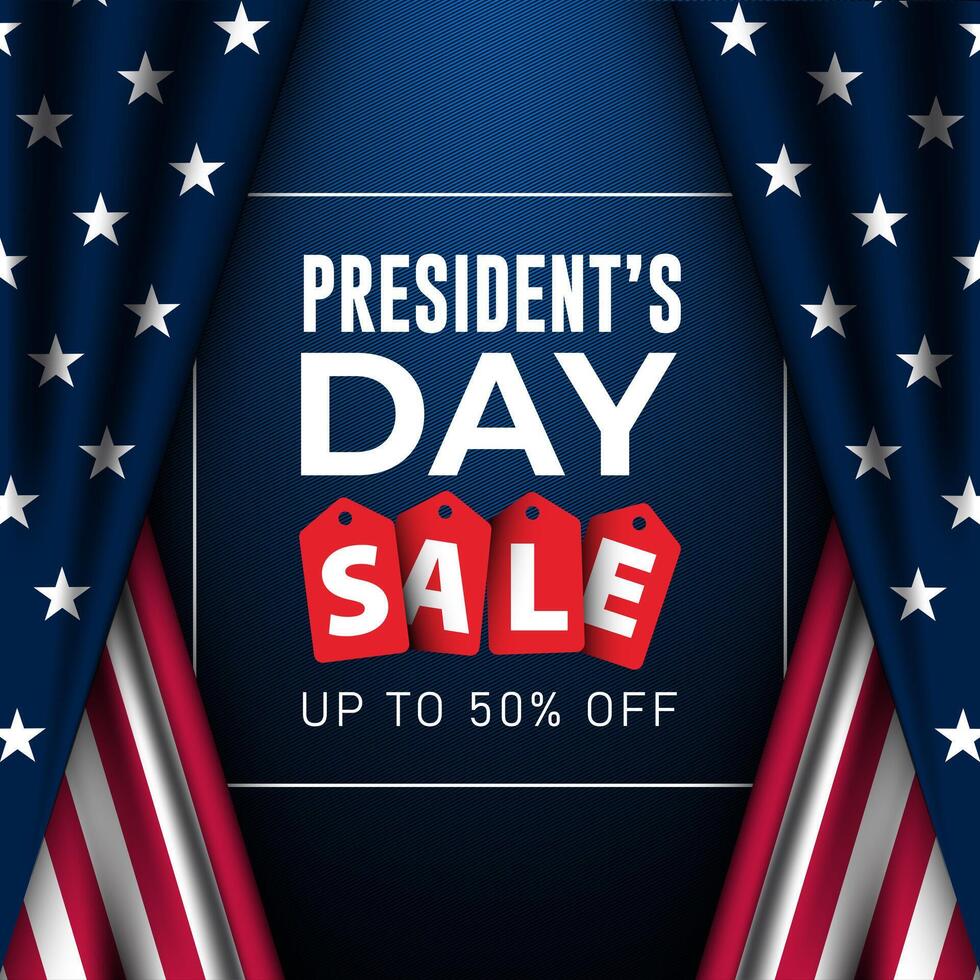 President's day sale up to 50 off on usa flag background vector