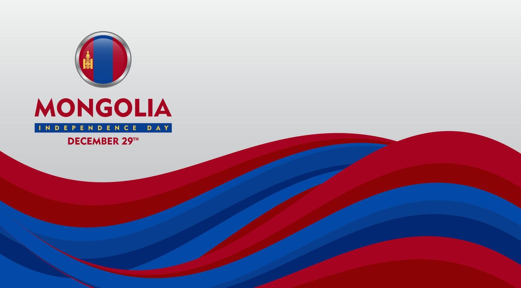 Mongolian Independence Day background with colored flag waves for banner and poster design vector