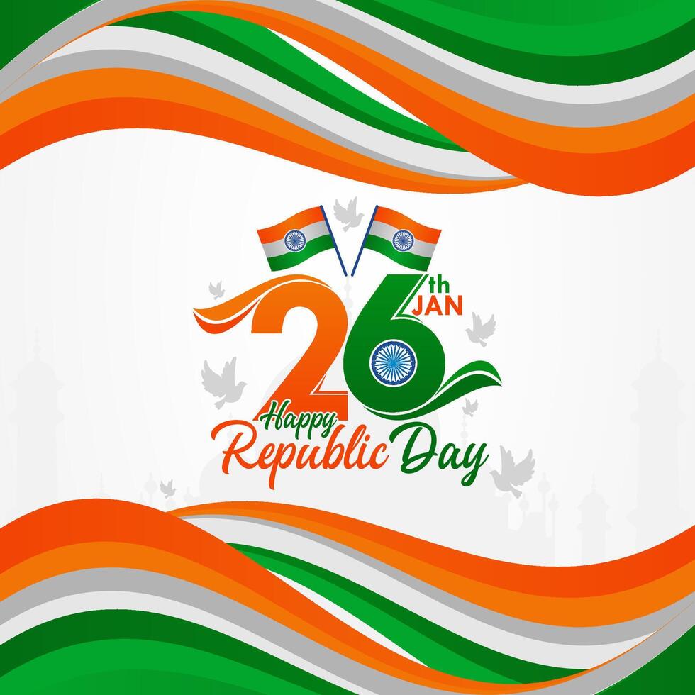 Happy Indian Republic Day. with an elegant ribbon flag for greeting cards and banners vector