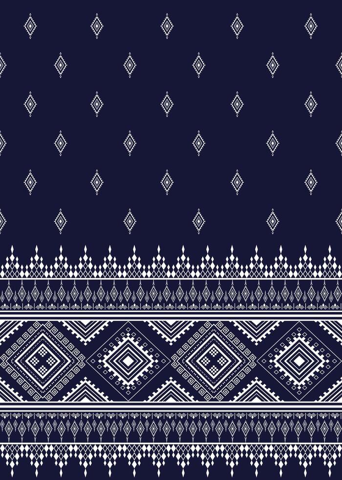a blue and white ethnic pattern with diamonds vector