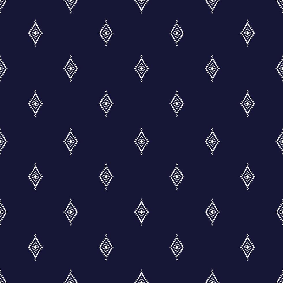 a navy and white pattern with diamonds, seamless ethnic vector