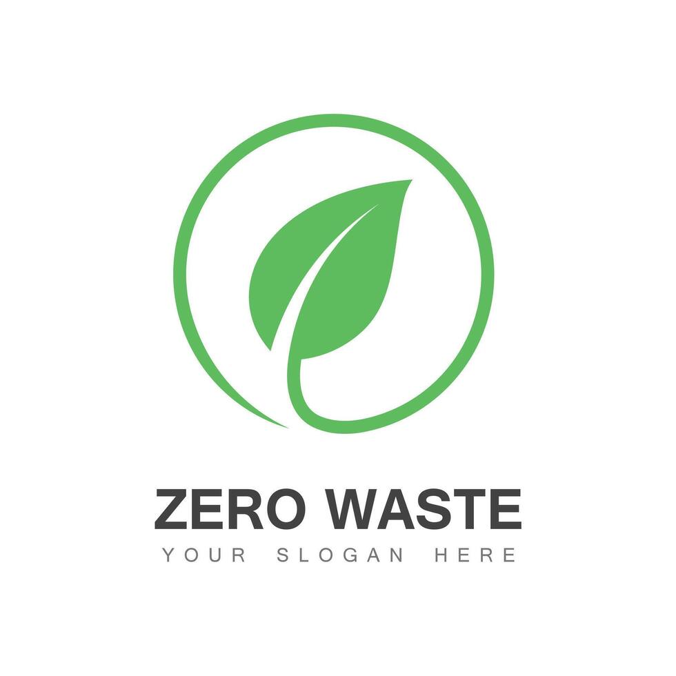 Green zero waste logo in white background vector