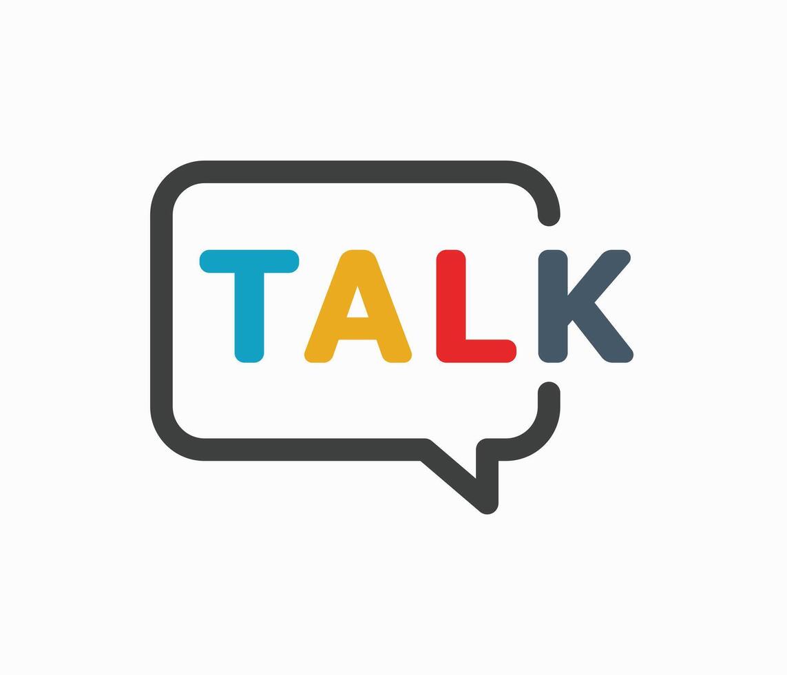 Talk lettering letter mark on chat bubble logo vector
