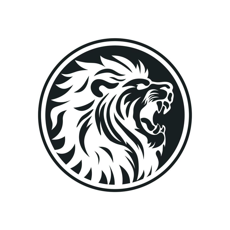 Lion head logo icon, lion face Illustration. vector
