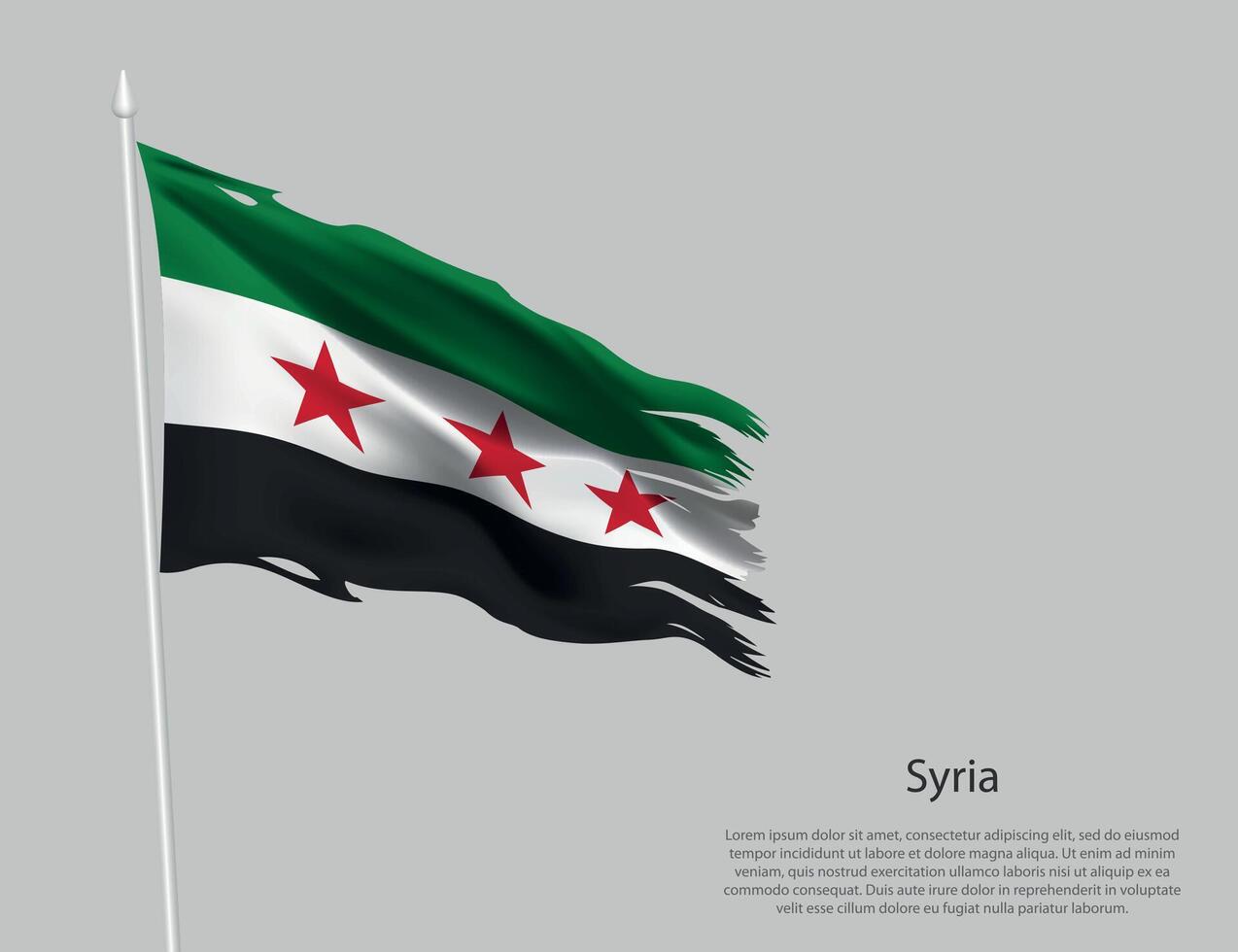 Waving Syrian flag on flagstock vector