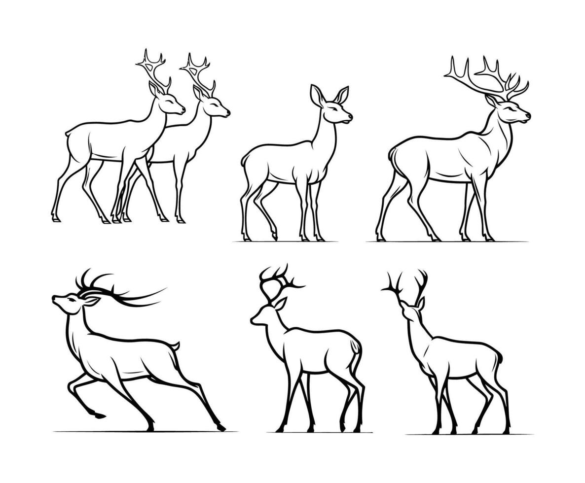 Deer with Antlers Silhouette Template vector