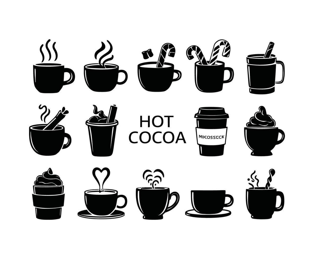 Hot Cocoa Silhouette Template Set vector