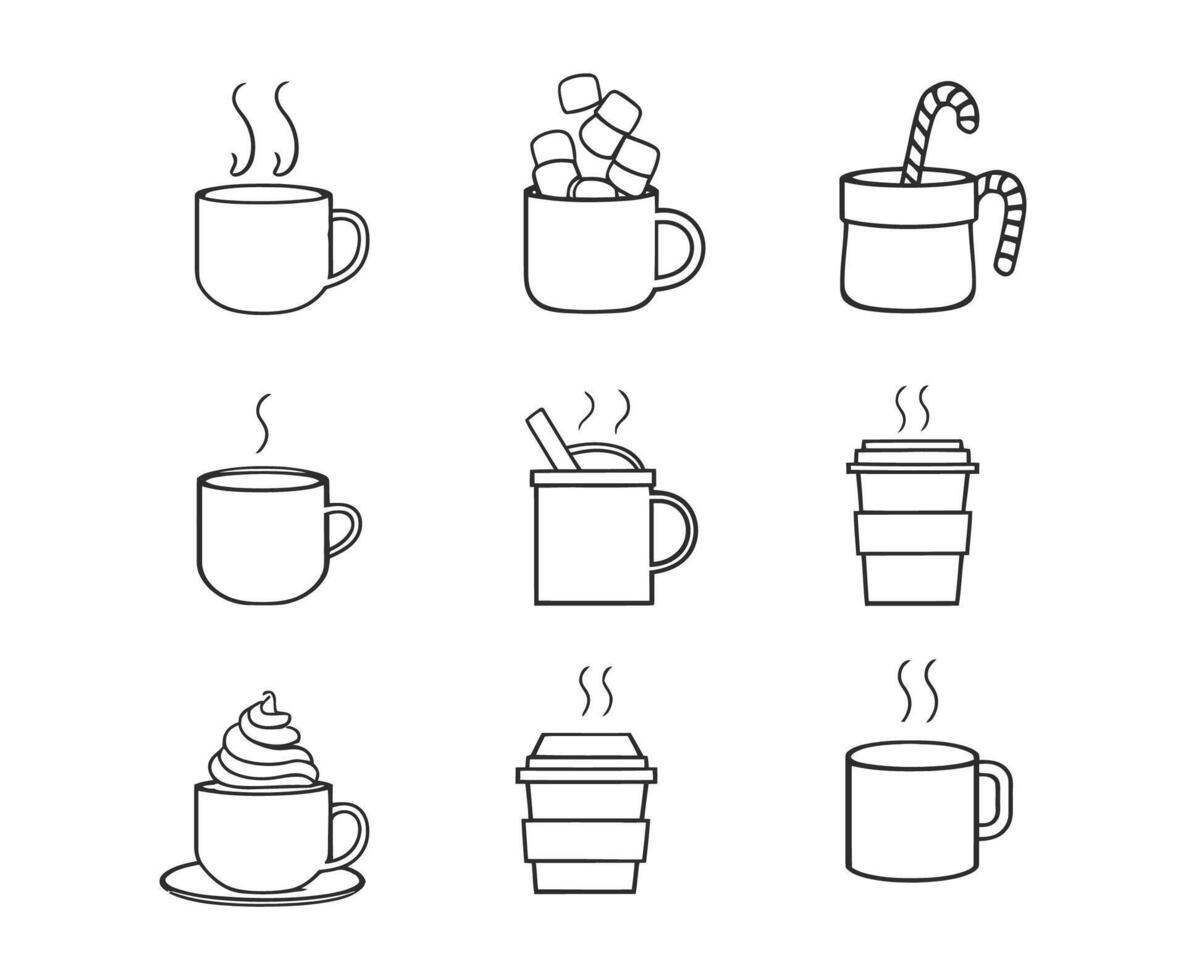 Simple Hot Cocoa Silhouette Design Collection vector