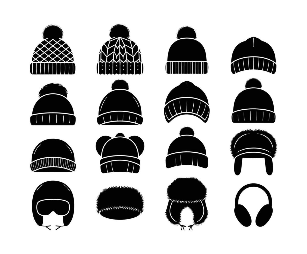 Trendy Hat Silhouettes Template vector