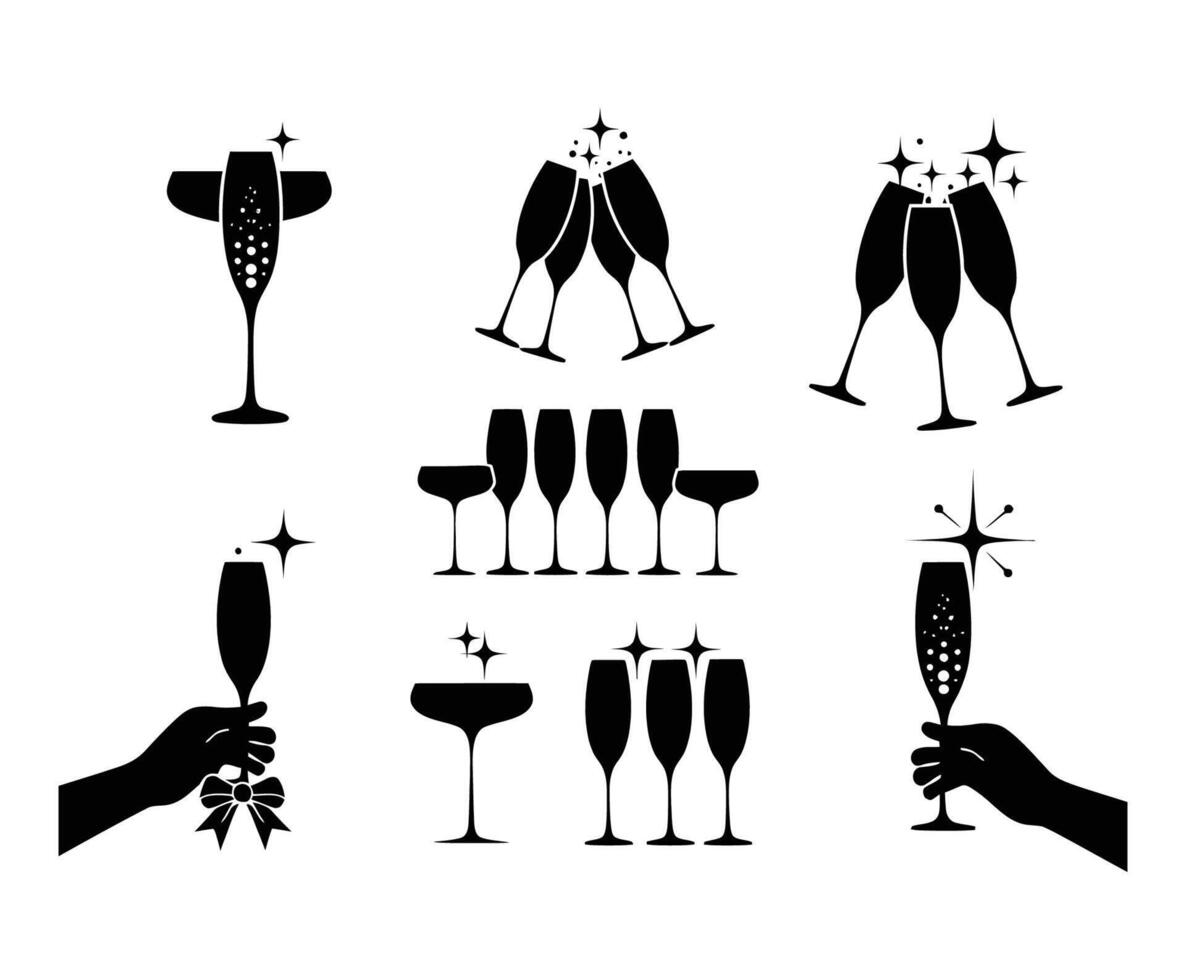 Champagne Flute Silhouettes vector