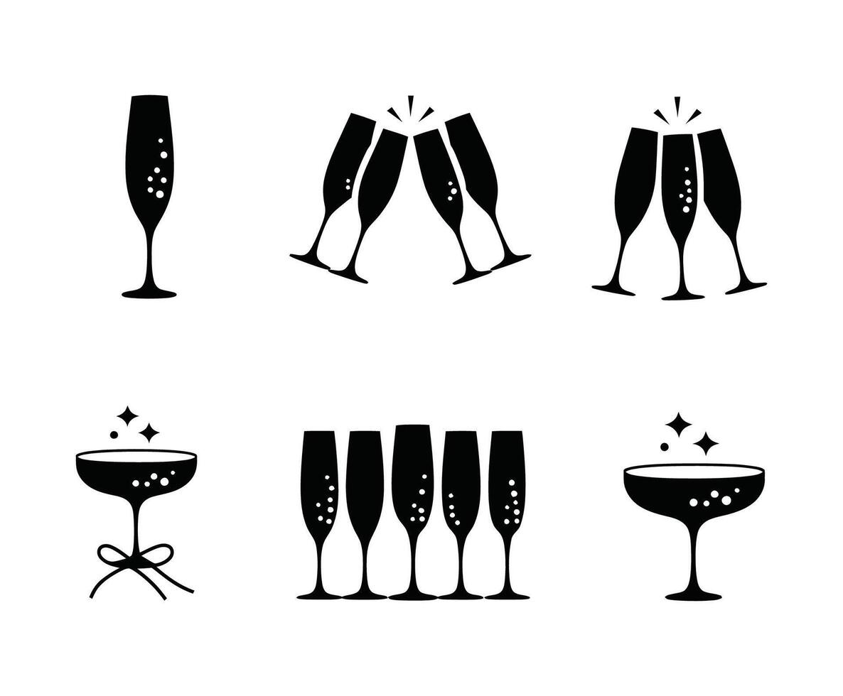 Champagne Glass Silhouette Template vector