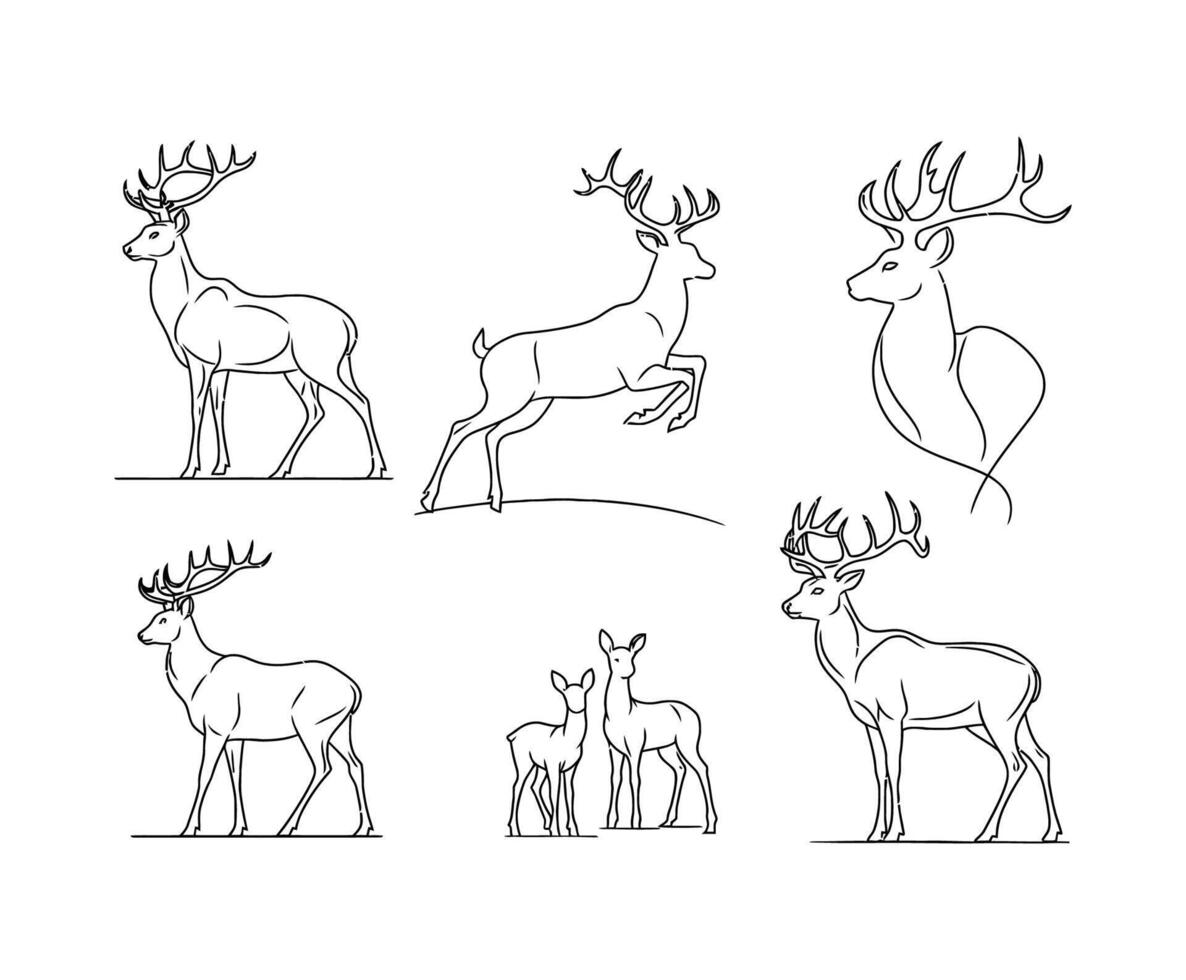 Deer Silhouette Collection Template vector
