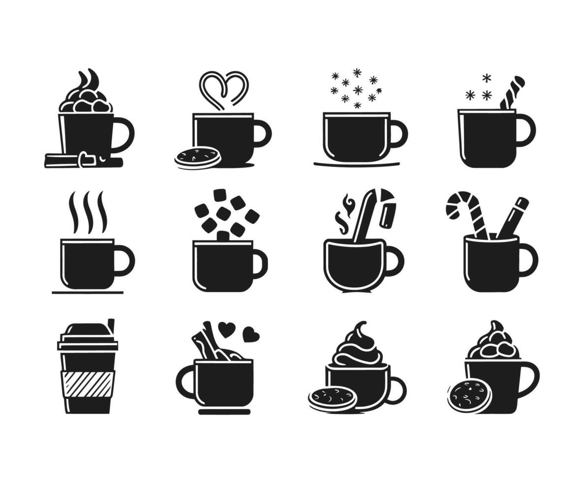 Silhouette Collection Hot Cocoa Set vector