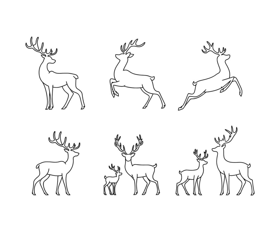 Minimalist Deer Silhouette Collection Template vector