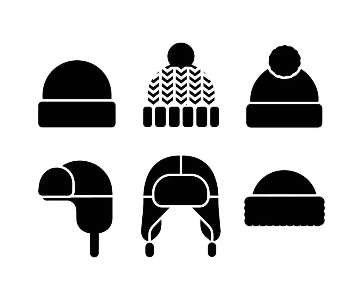 Simple Winter Hat Silhouette Template vector