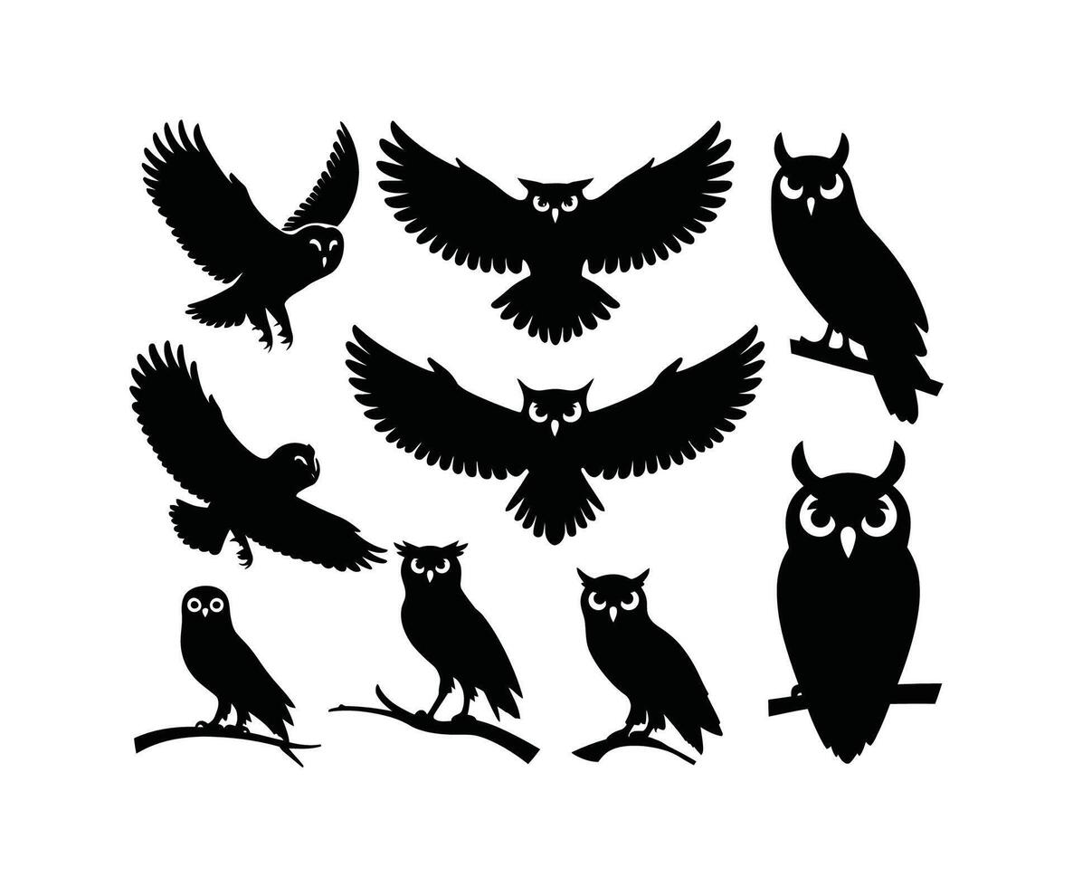 Bold Owl Silhouettes Collection vector