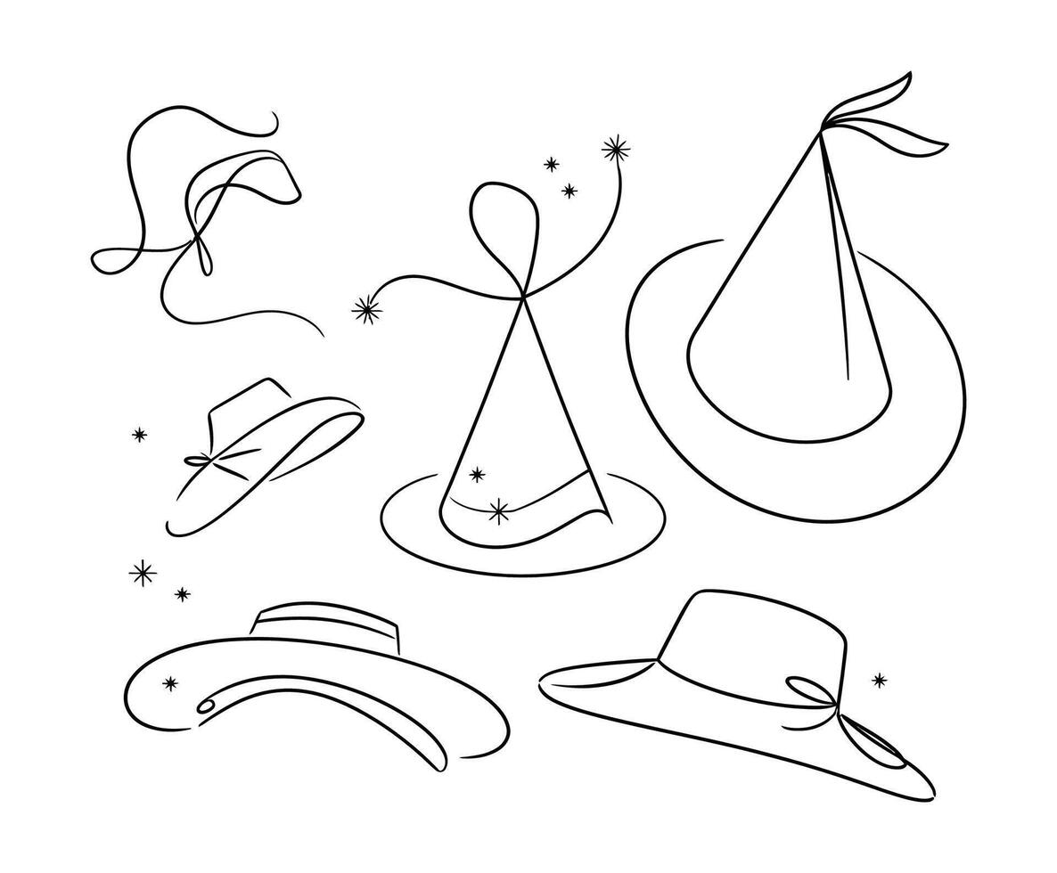 Minimalist Party Hats with Stripes Silhouettes vector