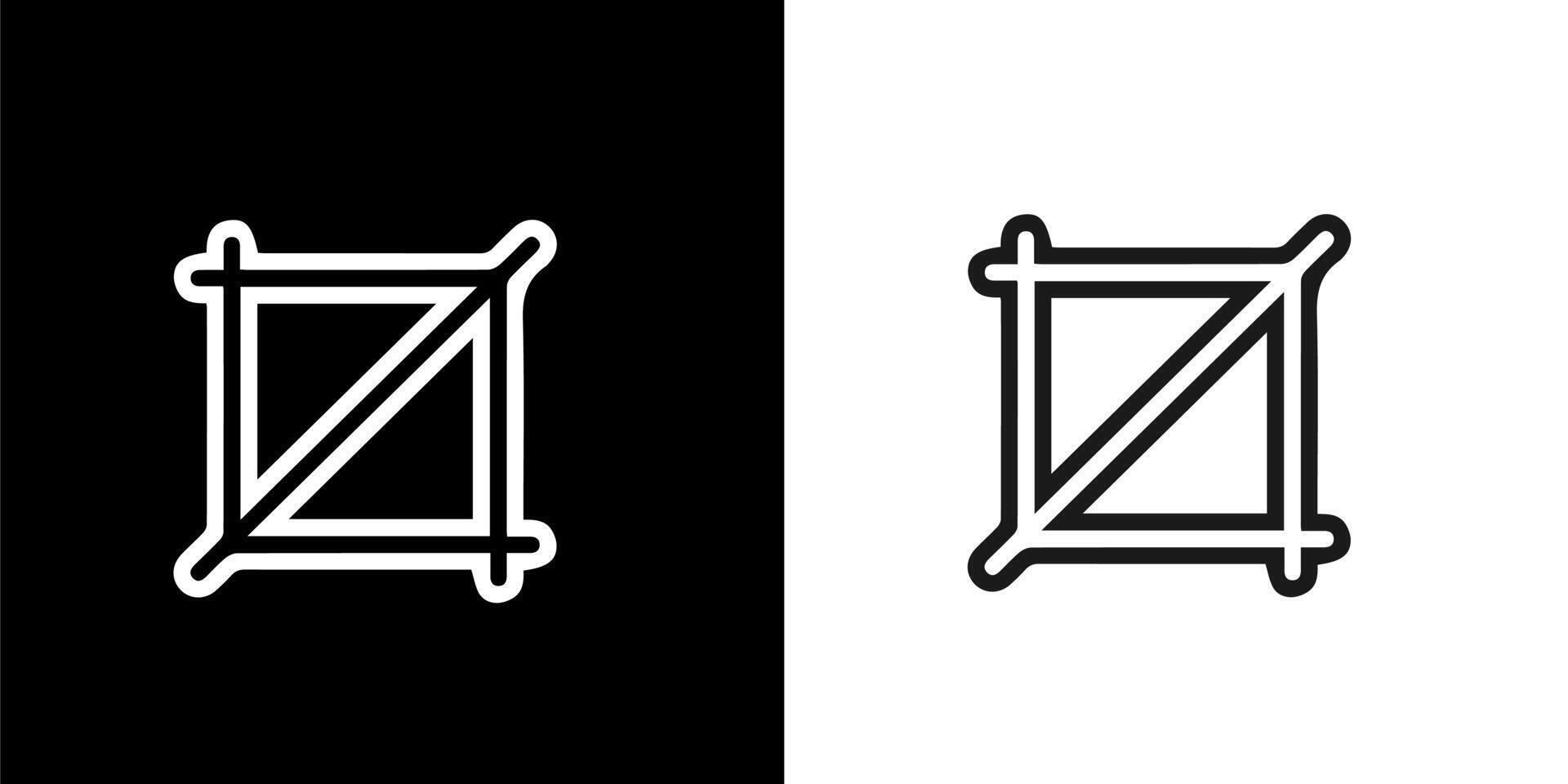 croping icon on black and white vector