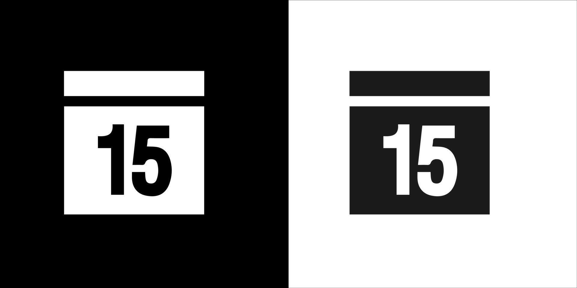 a black and white image of a calendar with the number 15 vector