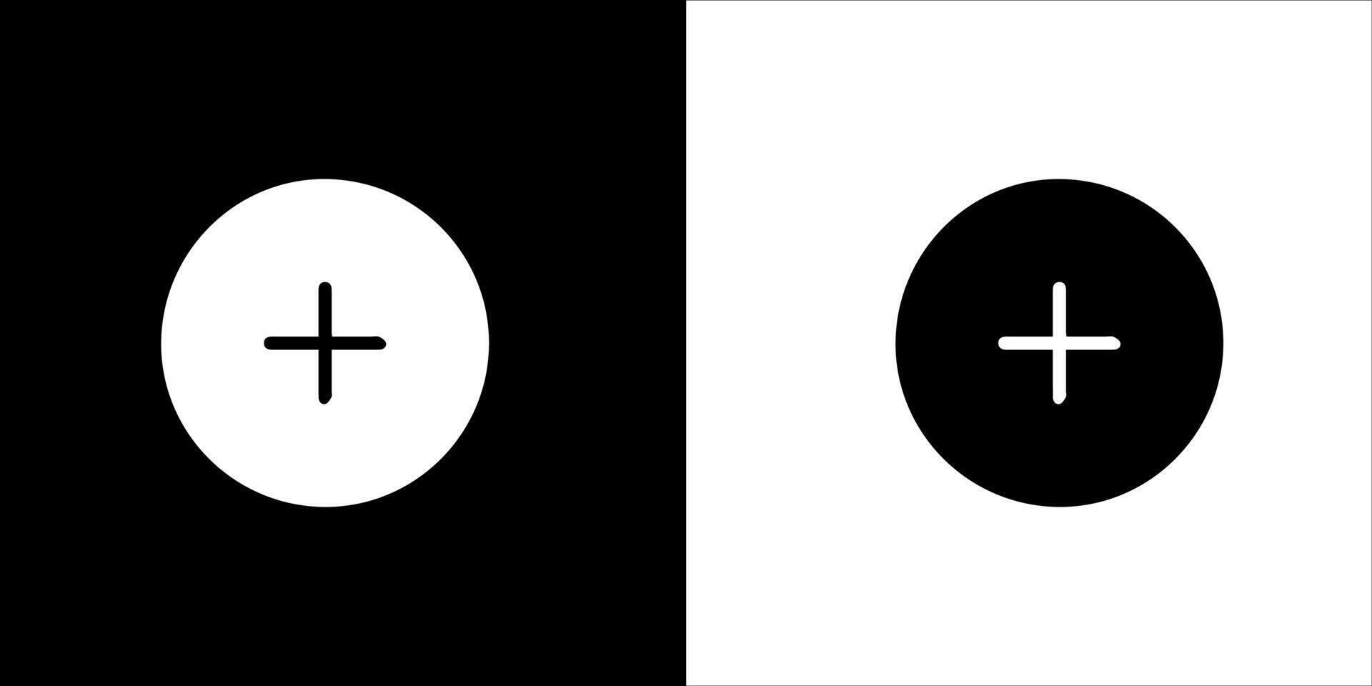 two black and white circles with a plus sign vector