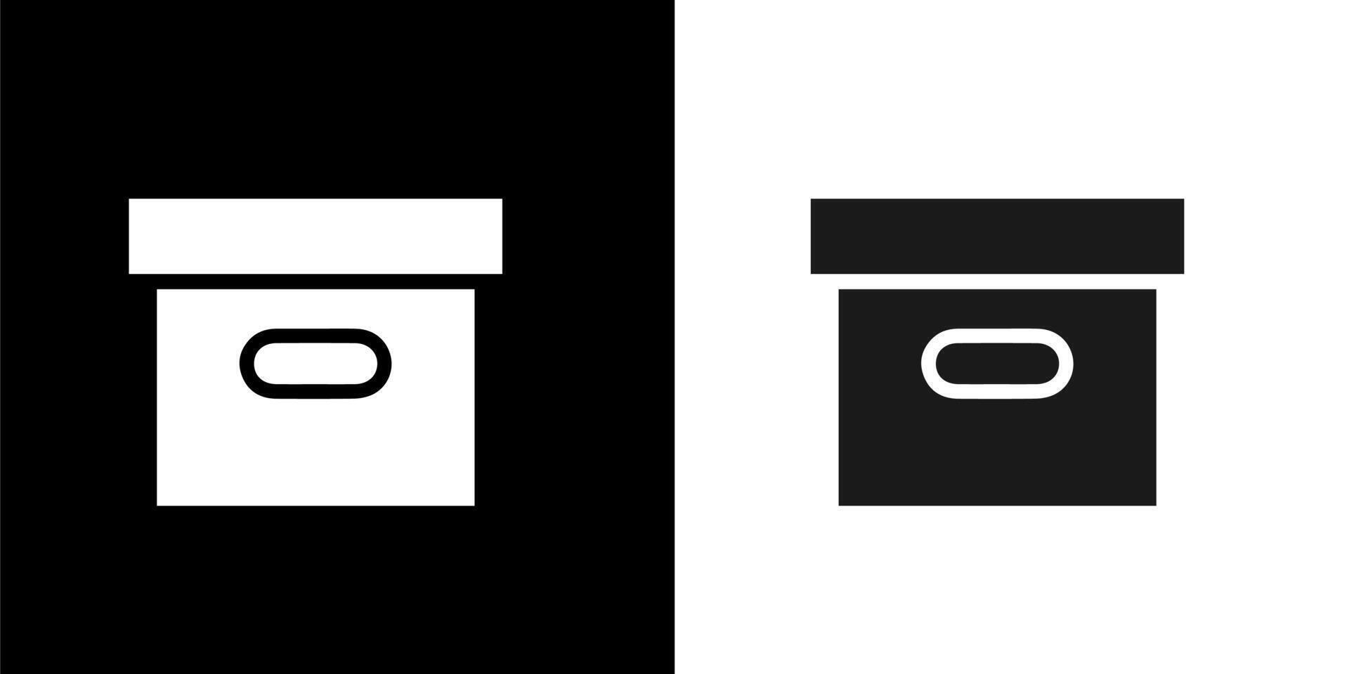 a black and white icon of a black and white box vector