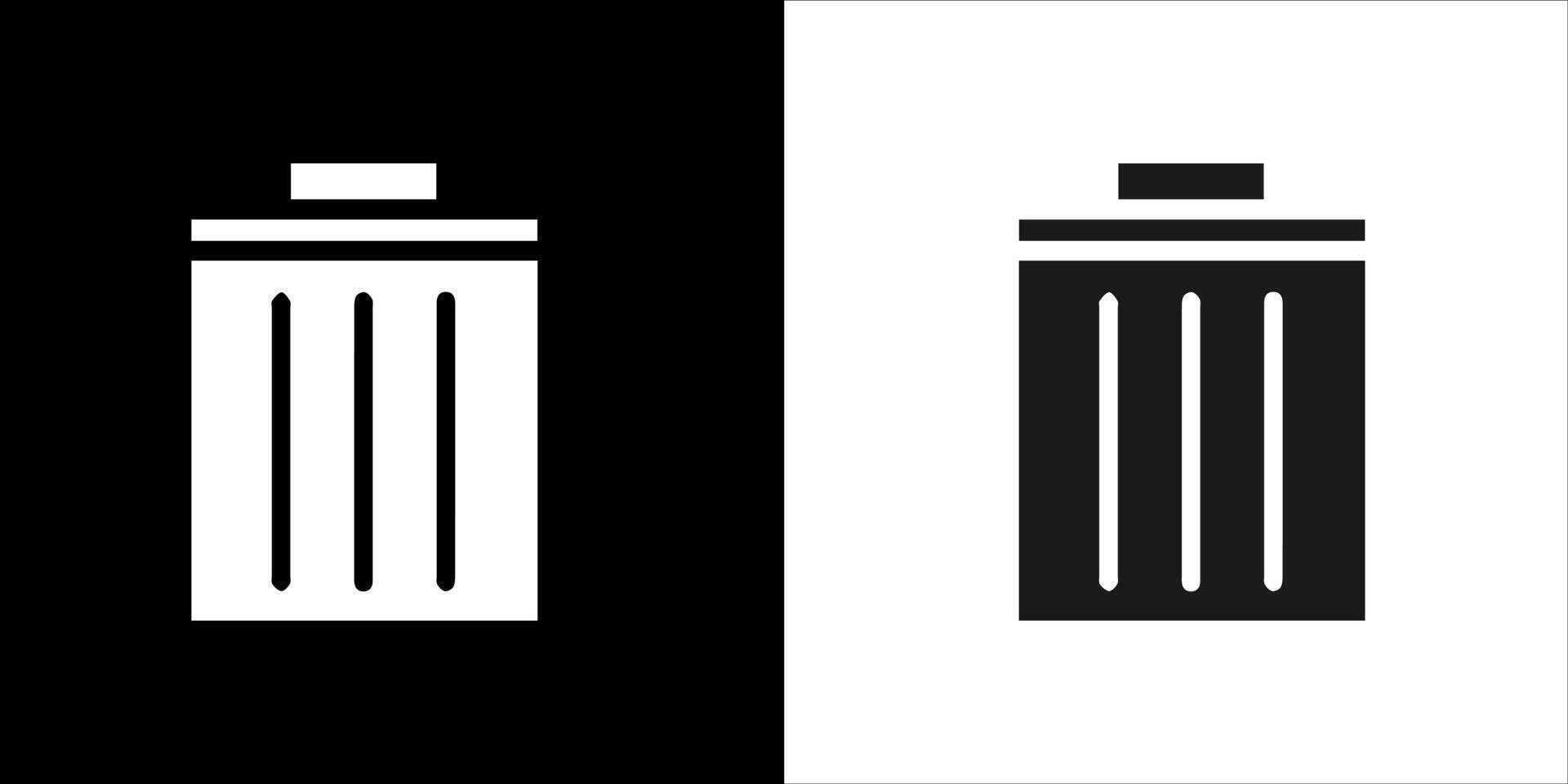 two black and white icons of a rubbish bin vector