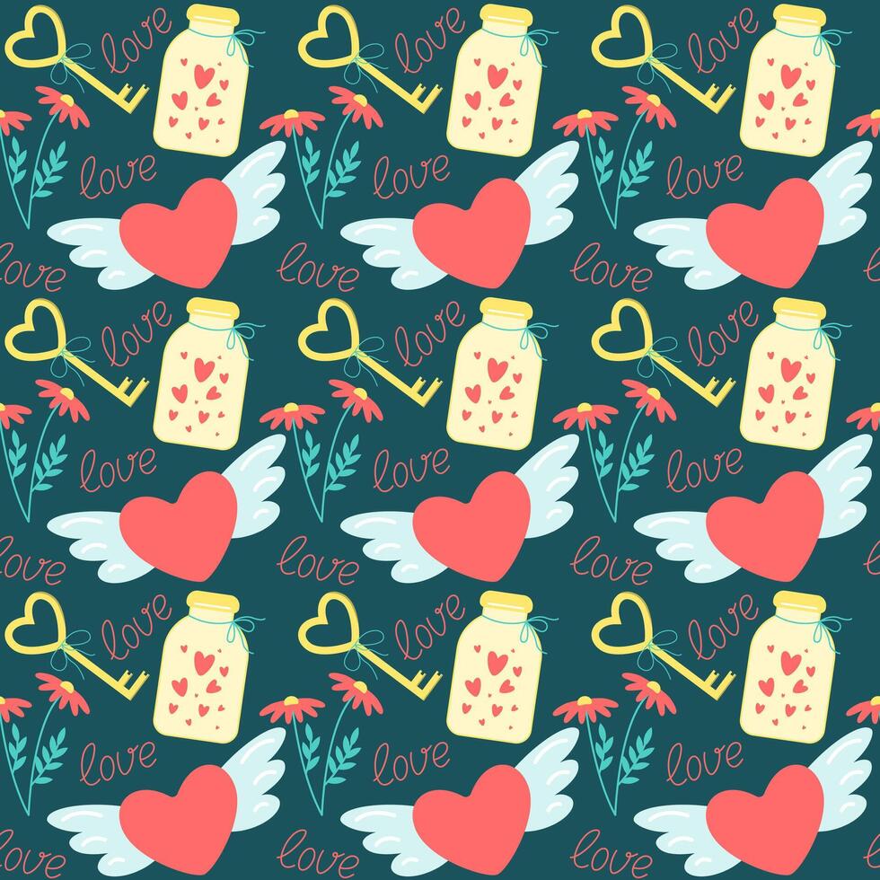 romantic seamless pattern vector