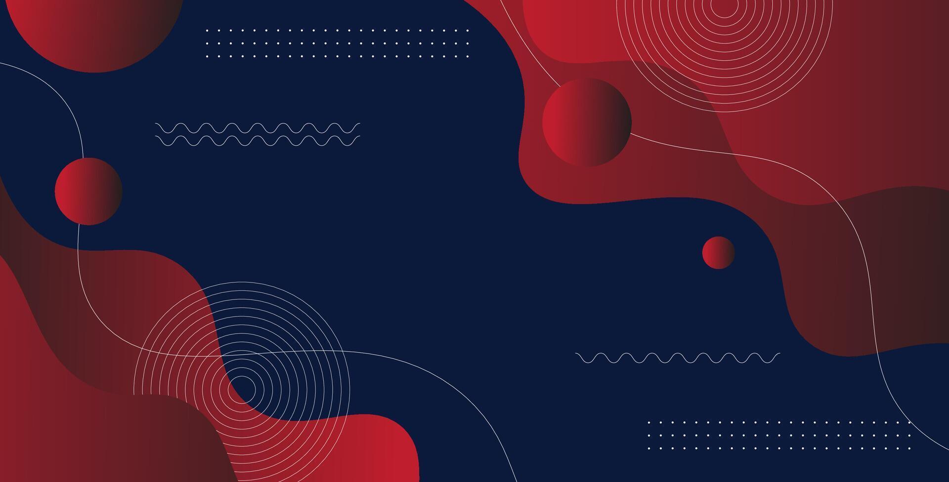 abstract navy blue, red liquid gradient color with dynamic textured geometric light wave decoration background. vector
