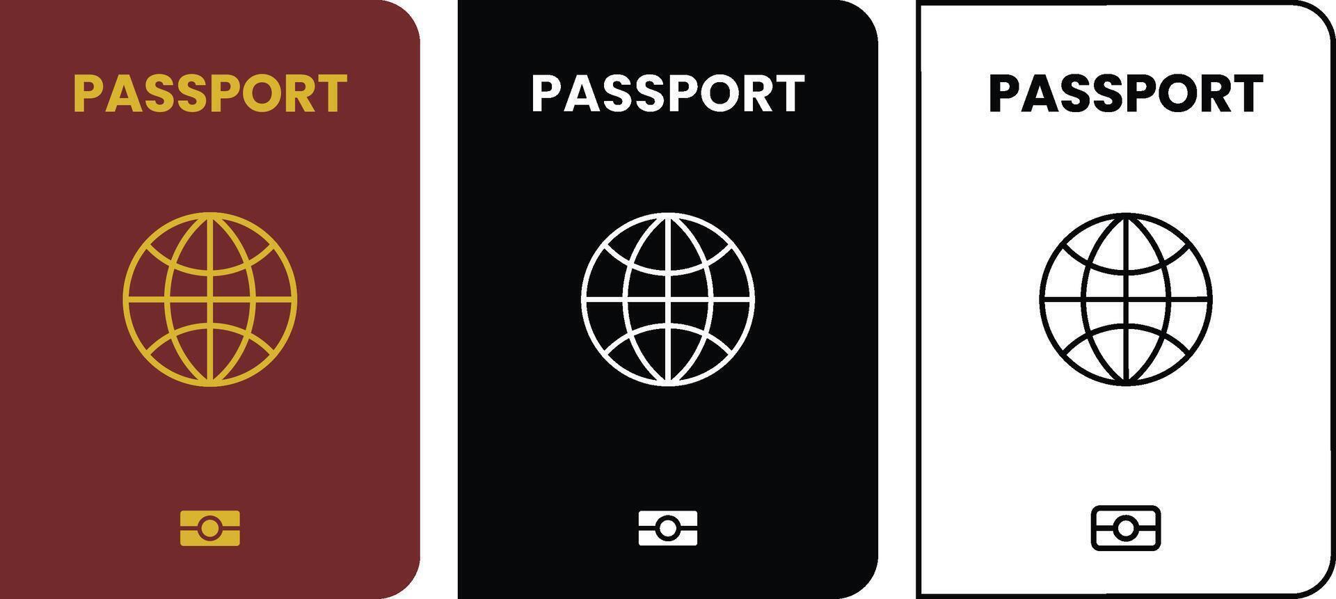 Red Gold Passport for Travel Around the World with Solid and Outline Version vector