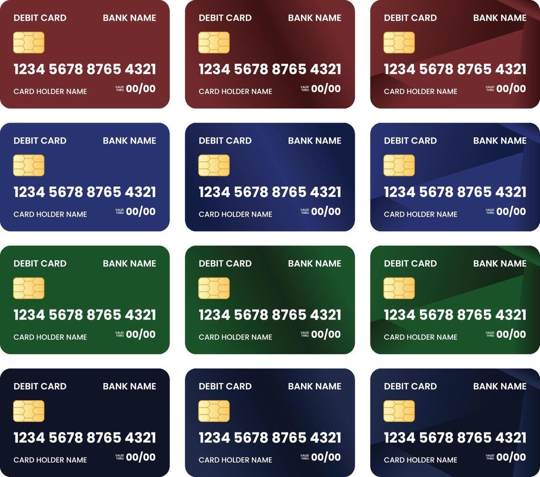 Debit Card for International Payment While Traveling with Four Colors vector