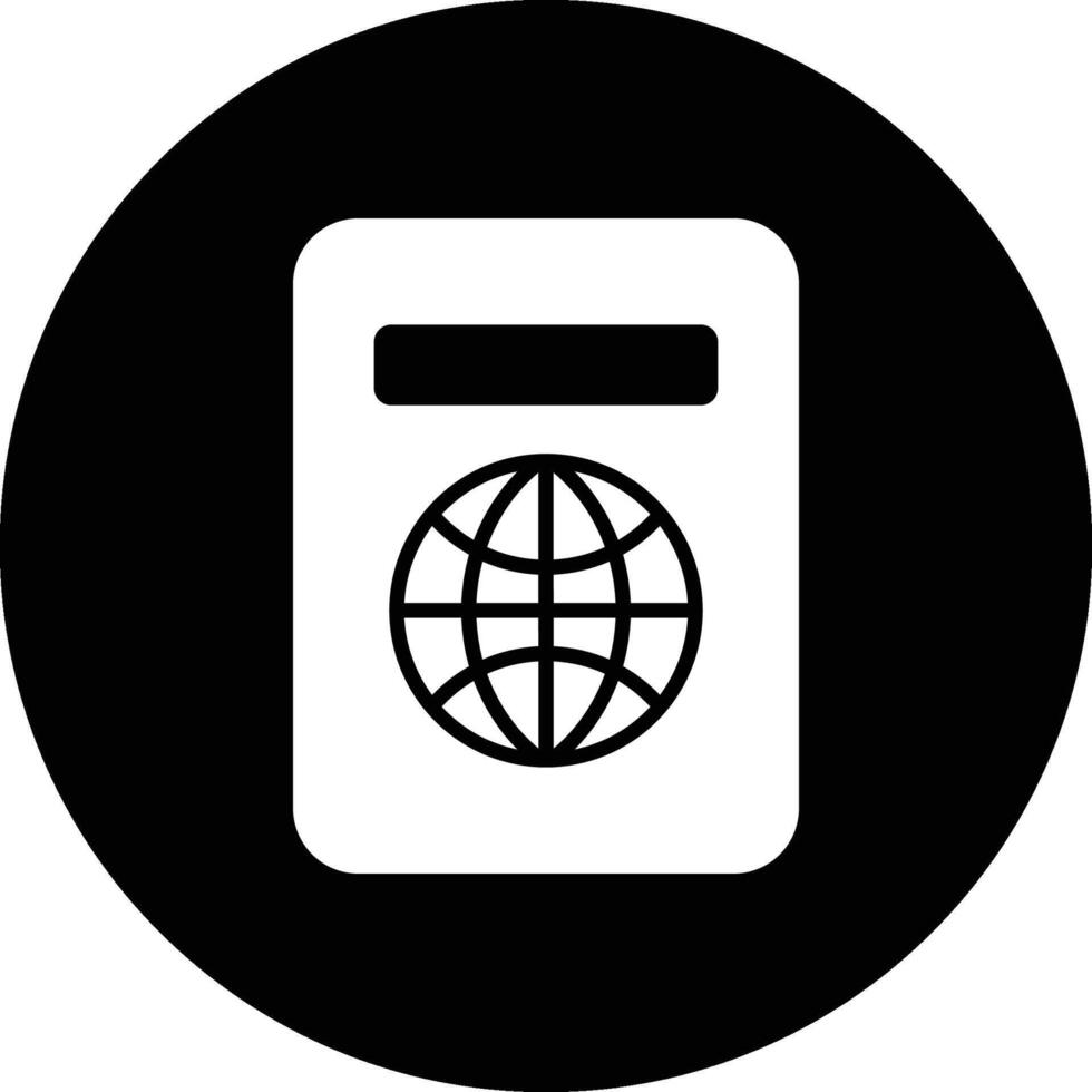 Black Circle Passport Solid Icon for Traveling vector